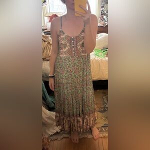 Arnhem Clothing Green and Pink Floral Midi Dress